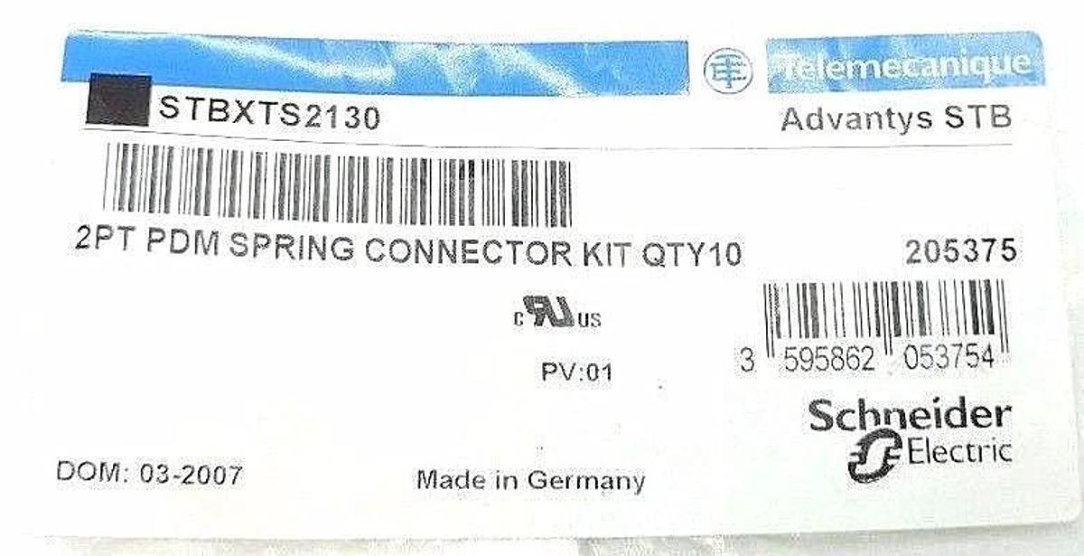 Used NEW TELEMECANIQUE STBXTS2130 ADVANTYS STB 2PT PDM SPRING CONNECTOR KIT QTY: 10