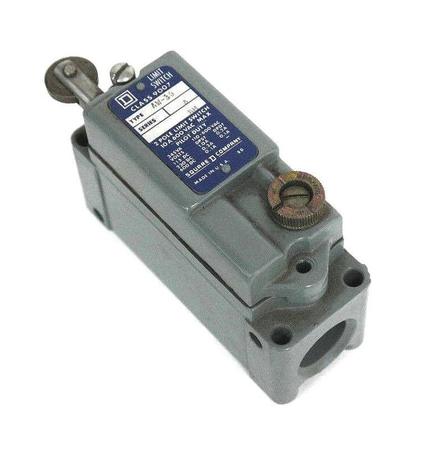 Used SQUARE D 9007-AW-39 LIMIT SWITCH SERIES A, 2 POLE, 10 A, 600 VAC 9007AW39