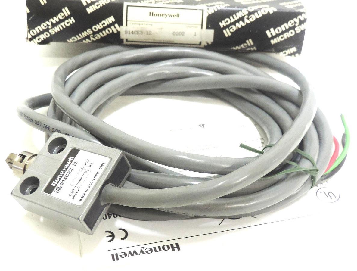 Used NIB HONEYWELL 914CE3-12 PLUNGER SWITCH EN60947-5-1, SERIES 914CE 12FT CABLE