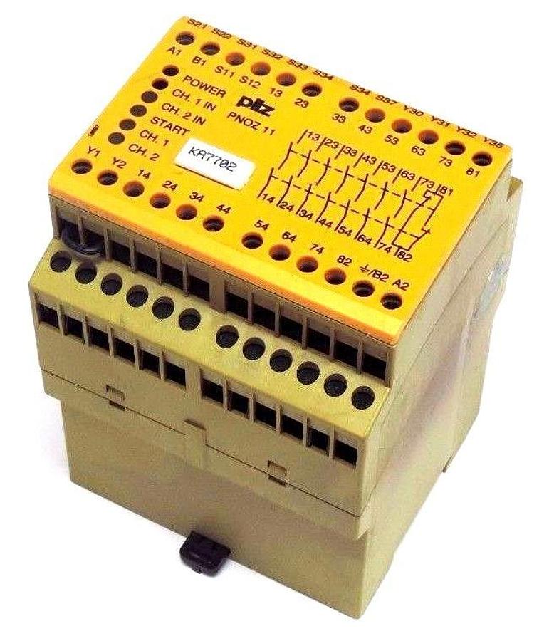 Used PILZ PNOZ-11-110VAC-24VDC-7S10 SAFETY RELAY ID NO. 774083 PNOZ11110VAC24VDC7S10