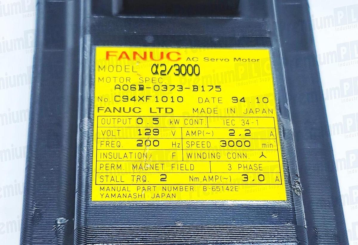 Used FANUC A06B-0373-B175 a2/3000 SERVO MOTOR W/ A860-0346-T041 PULSECODER SER. A
