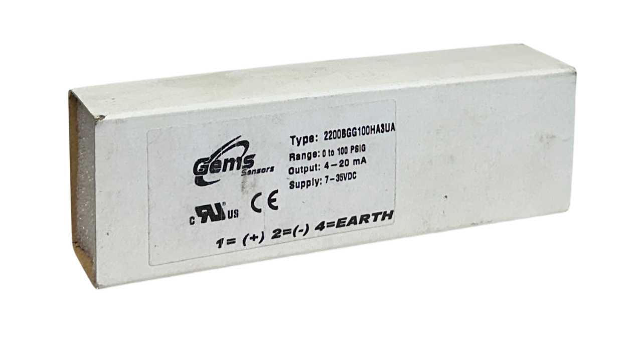 Used GEMS SENSORS 2200BGG100HA3UA PRESSURE TRANSDUCER 7-35VDC 4-20mA 0-100PSIG NSMP *