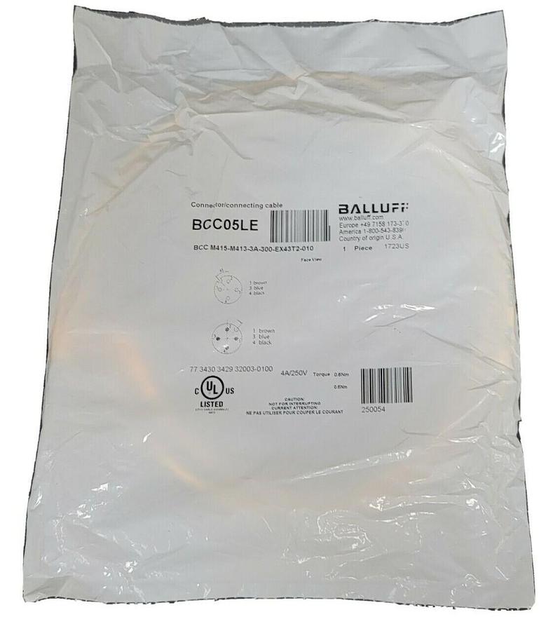 Used NEW BALLUFF BCC M415-M413-3A-300-EX43T2-010 DOUBLE-ENDED CORDSET BCC05LE