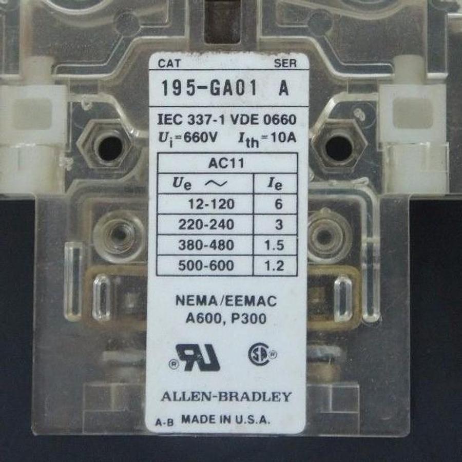 Used LOT OF 3 ALLEN BRADLEY AUXILIARY CONTACTS 195-GA01 , 195-GL01 , 195-GB01 SER. A