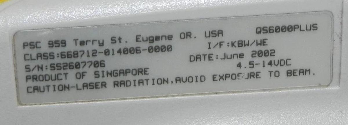 Used WASP QS6000PLUS BARCODE SCANNER 668712-014006-0000 U