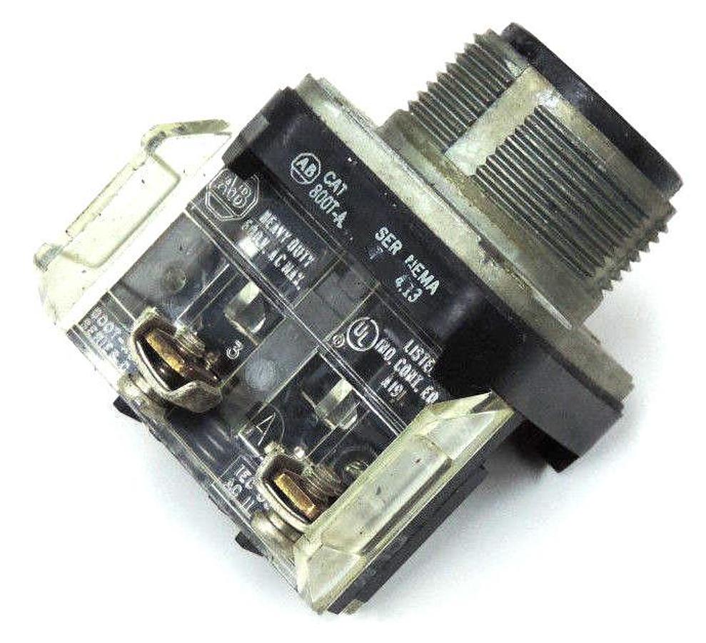 Used LOT OF 11 ALLEN BRADLEY 800T-A PUSHBUTTONS SER. T W/ 800T-XD1 CONTACTS SER. C