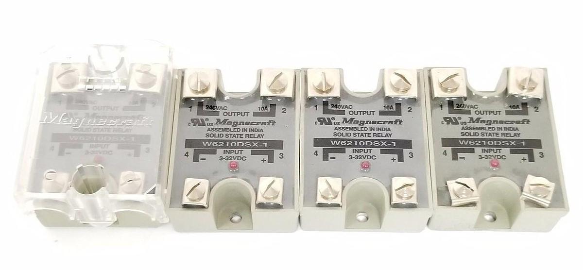 Used LOT OF 4 MAGNECRAFT W6210DSX-1 SOLID STATE RELAYS 3-32VDC, W6210DSX1