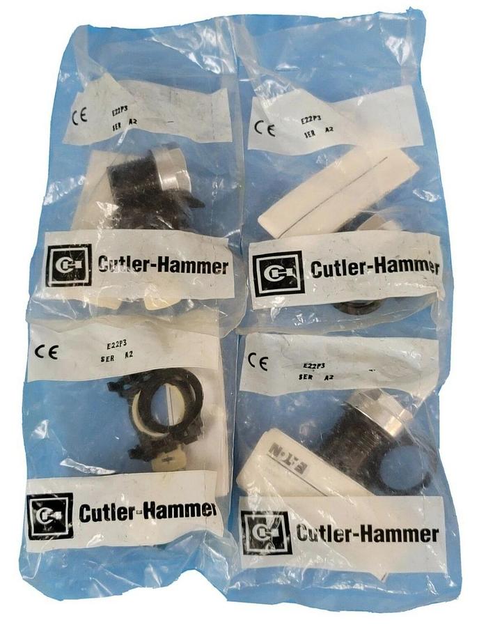 Used LOT OF 4 NEW CUTLER-HAMMER E22P3 SER. A2 PUSHBUTTONS GREEN FLUSH HEAD