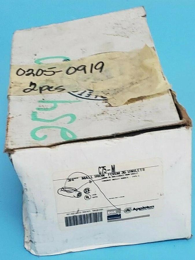 LOT OF 2 NIB APPLETON C75-M CONDUIT BODIES / UNILETS 3/4" TYPE C FORM 35 C75M