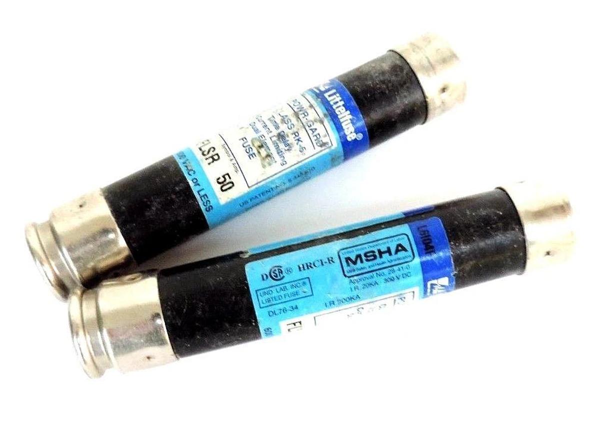 Used LOT OF 2 LITTELFUSE FLSR-50 POWR-GARD CLASS RK-5 FUSES FLSR50