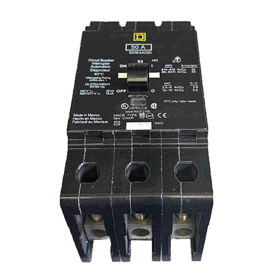 Used SQUARE-D EDB34050 MINI E-FRAME CIRCUIT BREAKER 50A 3-POLE 240VAC
