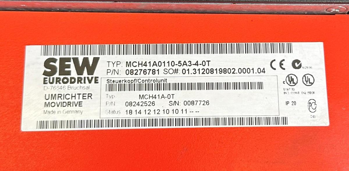 Used SEW EURODRIVE MCH41A0110-5A3-4-0T / 08276781 MOVIDRIVE compact 08226857 08242526