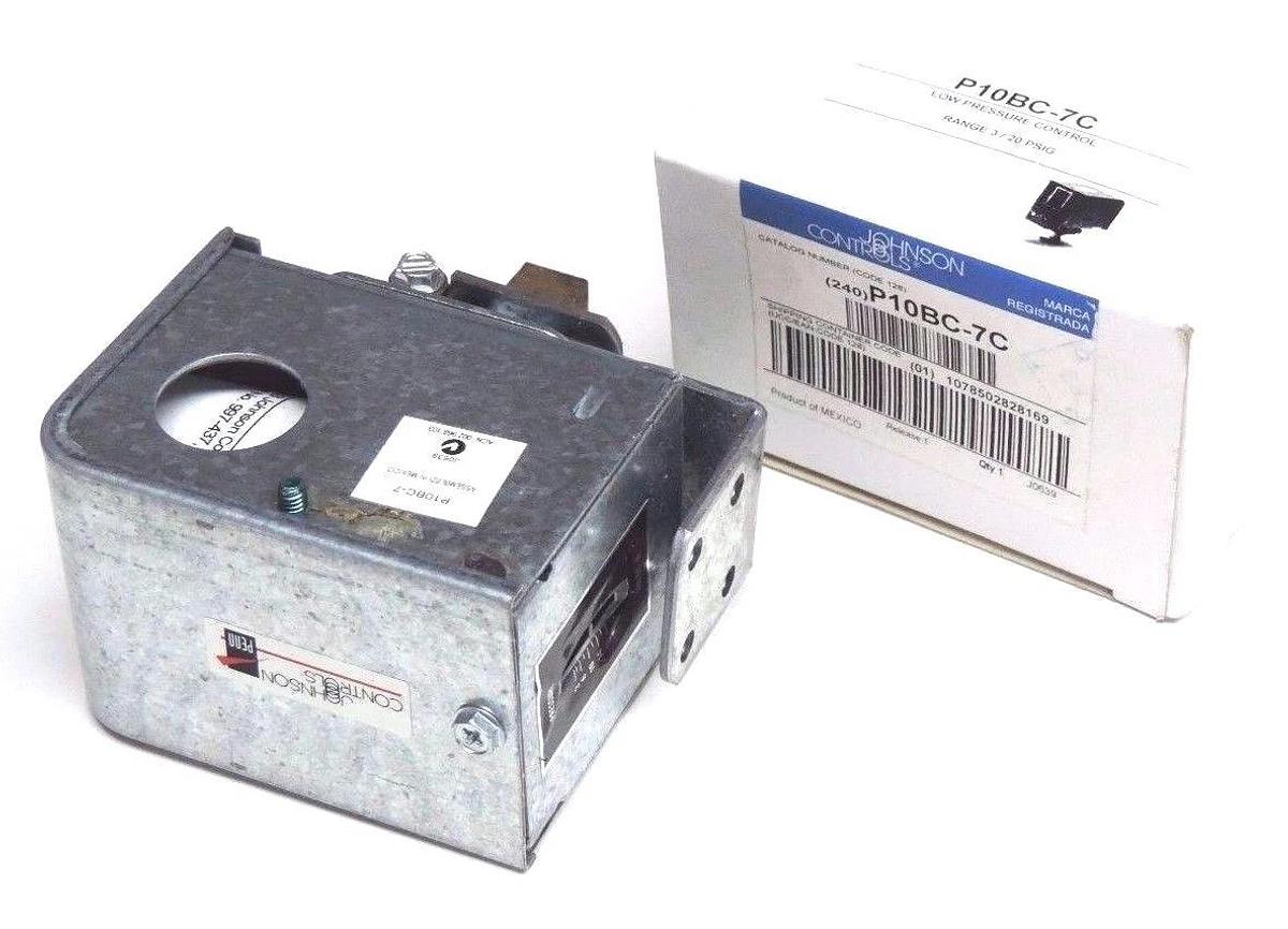 Used NIB JOHNSON CONTROLS P10BC-7C LOW PRESSURE CONTROL RANGE: 3 / 20 PSIG P10BC7C