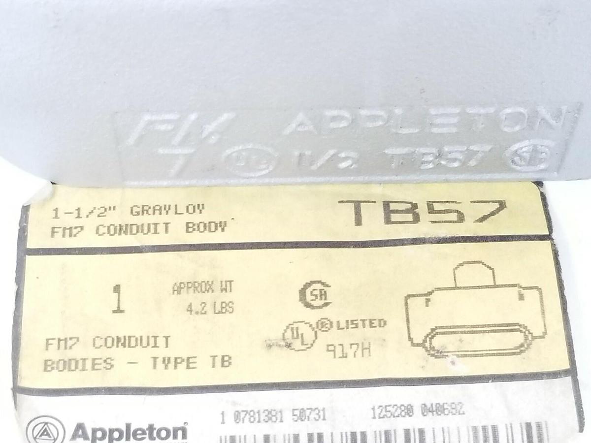 Used APPLETON TB57 FH7 CONDUIT BODY 1-1/2''