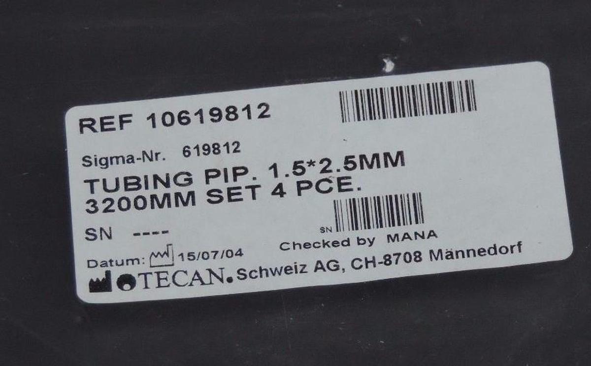 Used LOT OF 4 NEW TECAN 10619812 TUBING PIPETTE 1.5 X 2.5 X 3200 MM