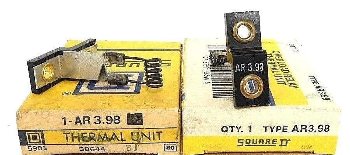 Used LOT OF 2 NIB SQUARE D AR3.98 THERMAL OVERLOAD RELAYS AR398