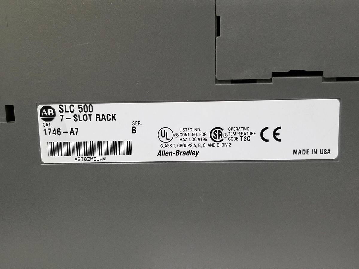 Used ALLEN BRADLEY 1746-A7 SER. B RACK W/ 1746-P2 , 1747-L542 , HSTP1 , HSRV , IB16
