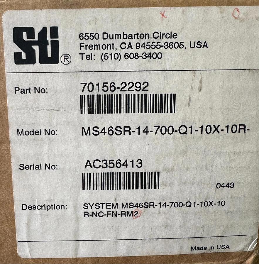 NEW STI MS46SR-14-700-Q1-10X-10R-NC-FN-RM2 LIGHT CURTIAN SYSTEM 70156-2292 RM-2
