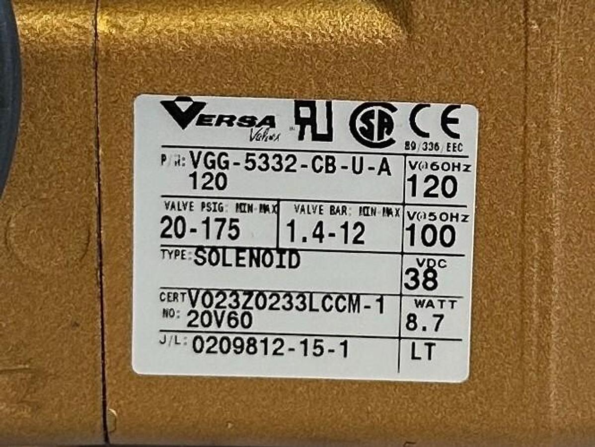 Used NEW VERSA VALVES VGG-5332-CB-U-A120 / VGG5332CBUA120 5-WAY SOLENOID VALVE 120V