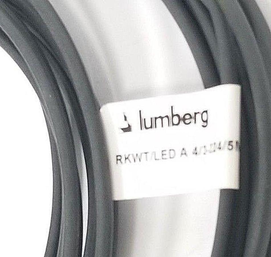 Used LOT OF 2 LUMBERG RKWT/LED A 4/3-224/5M CORDSETS, 5 METERS, RKWT/LEDA4-3-224/5