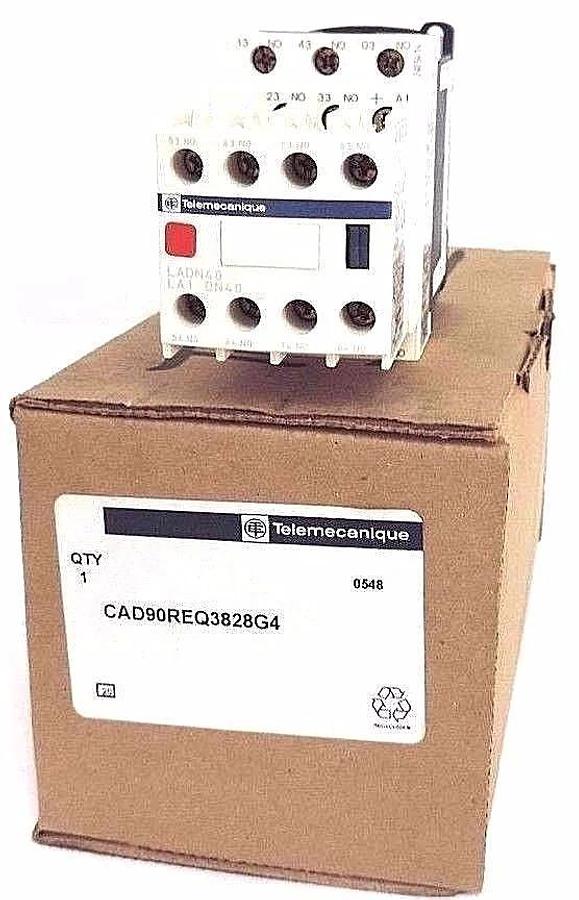 Used NIB TELEMECANIQUE CAD90REQ3828G4 CONTROL RELAY 600 VAC, 10 AMP