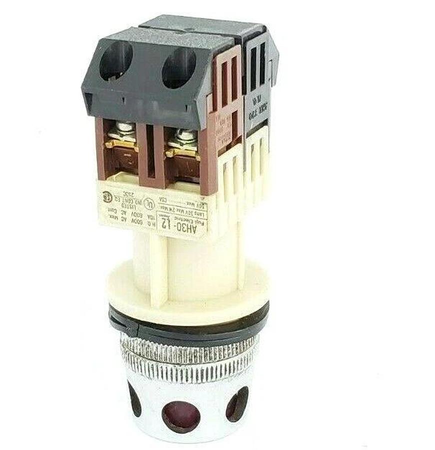Used FUJI ELECTRIC AH30-L2 RED ILLUMINATED PUSH BUTTON W/ AHX 290 & AHX 291 CONTACTS