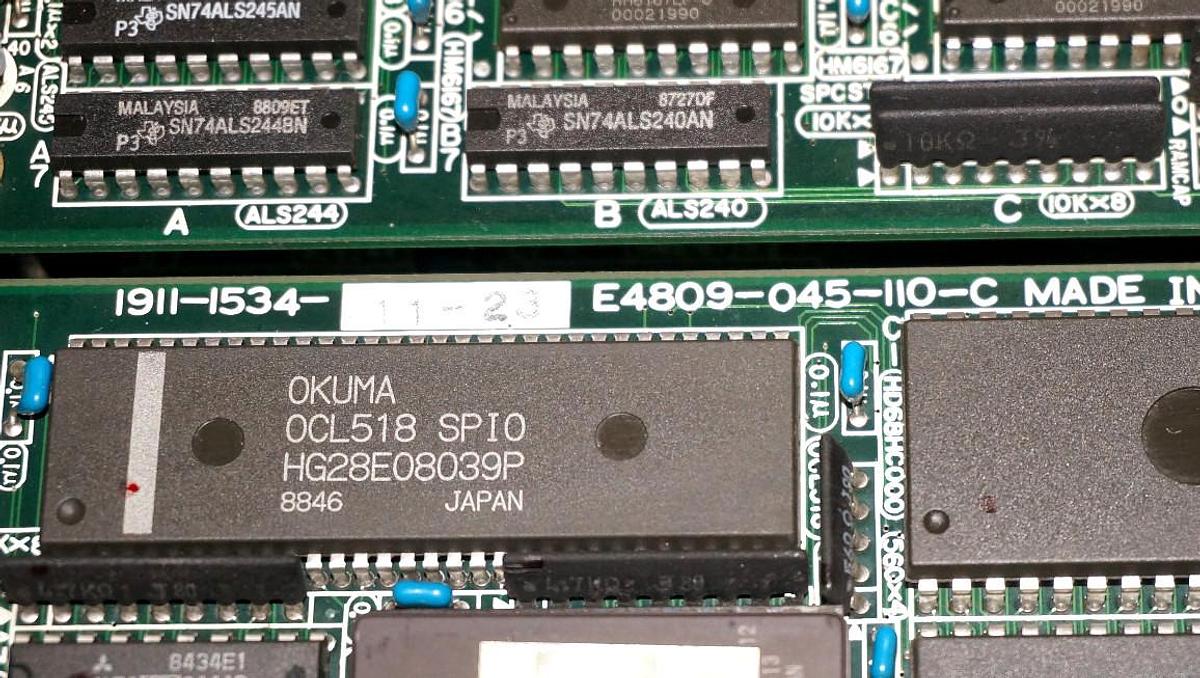 Used OKUMA E4809-045-109-C OPUS 5000-II SVP BOARD W/ 2 E4809-045-110-C SPC1 BOARDS