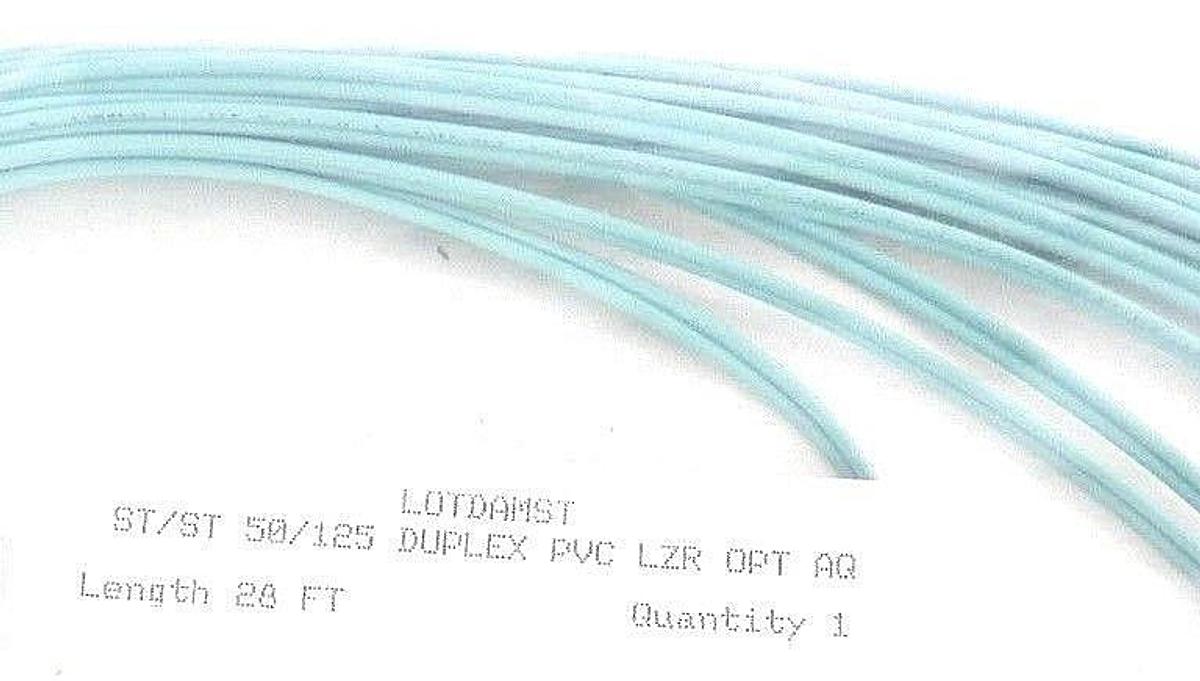 Used NEW LOTDAMST ST/ST 50/125 DUPLEX PVC LZR OPT AQ FIBER OPTIC CABLE LENGTH: 28F