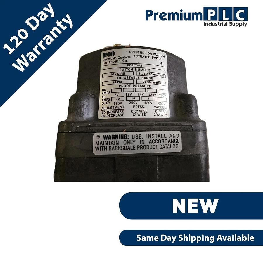 Used NEW BARKSDALE IMO DPD2T-A3 SERIES DPD2T PRESSURE/VACUUM ACTUATED SWITCH DPD2TA3