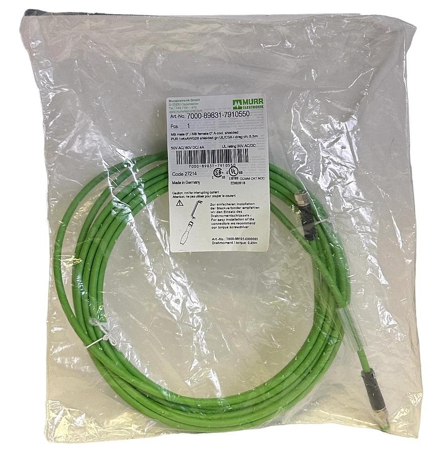 Used NEW MURR 7000-89831-7910550 / 7000-99101-0000000 M8 MALE M8 FEMALE CABLE 27214