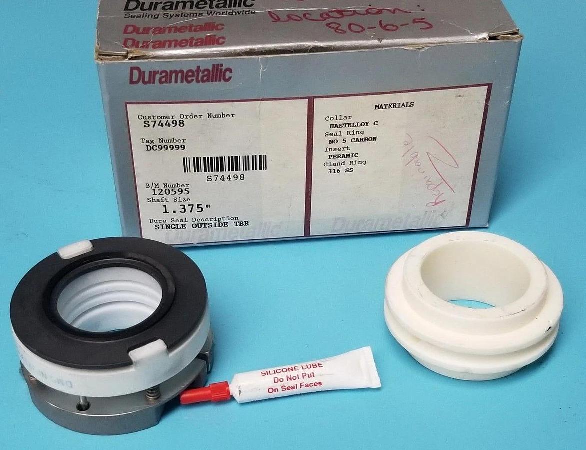 Used DURAMETALLIC S74498 SEAL LI3Y1375S33, NF3X1375SX3, A73Y1375VE3, 120595, 1.375"