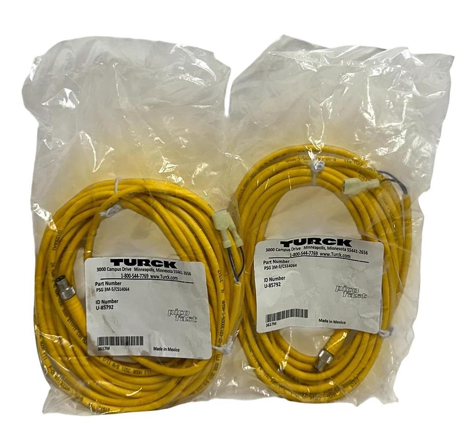 Used 2 TURCK PSG 3M-5/CS14064 / PSG3M5CS14064 PICO CORDSETS U-85792 / U85792 NSFS