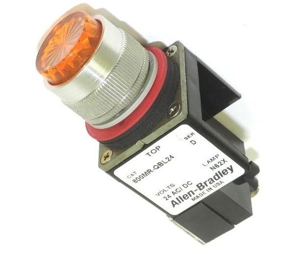 Used NEW ALLEN BRADLEY 800MR-QBL24 PUSHBUTTON 800MRQBL24, SER. D W/ 800M-XA