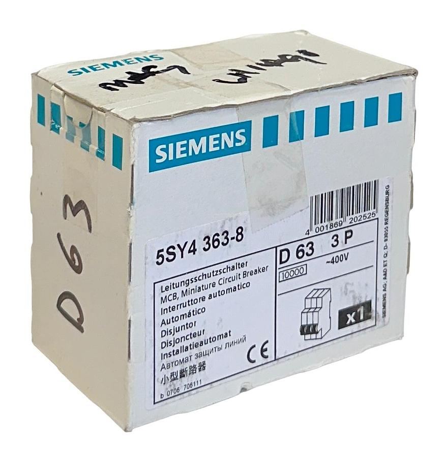 Used SIEMENS 5SY4363-8 / 5SY43638 MCB MINI CIRCUIT BREAKER 400V 3POLE NSMP