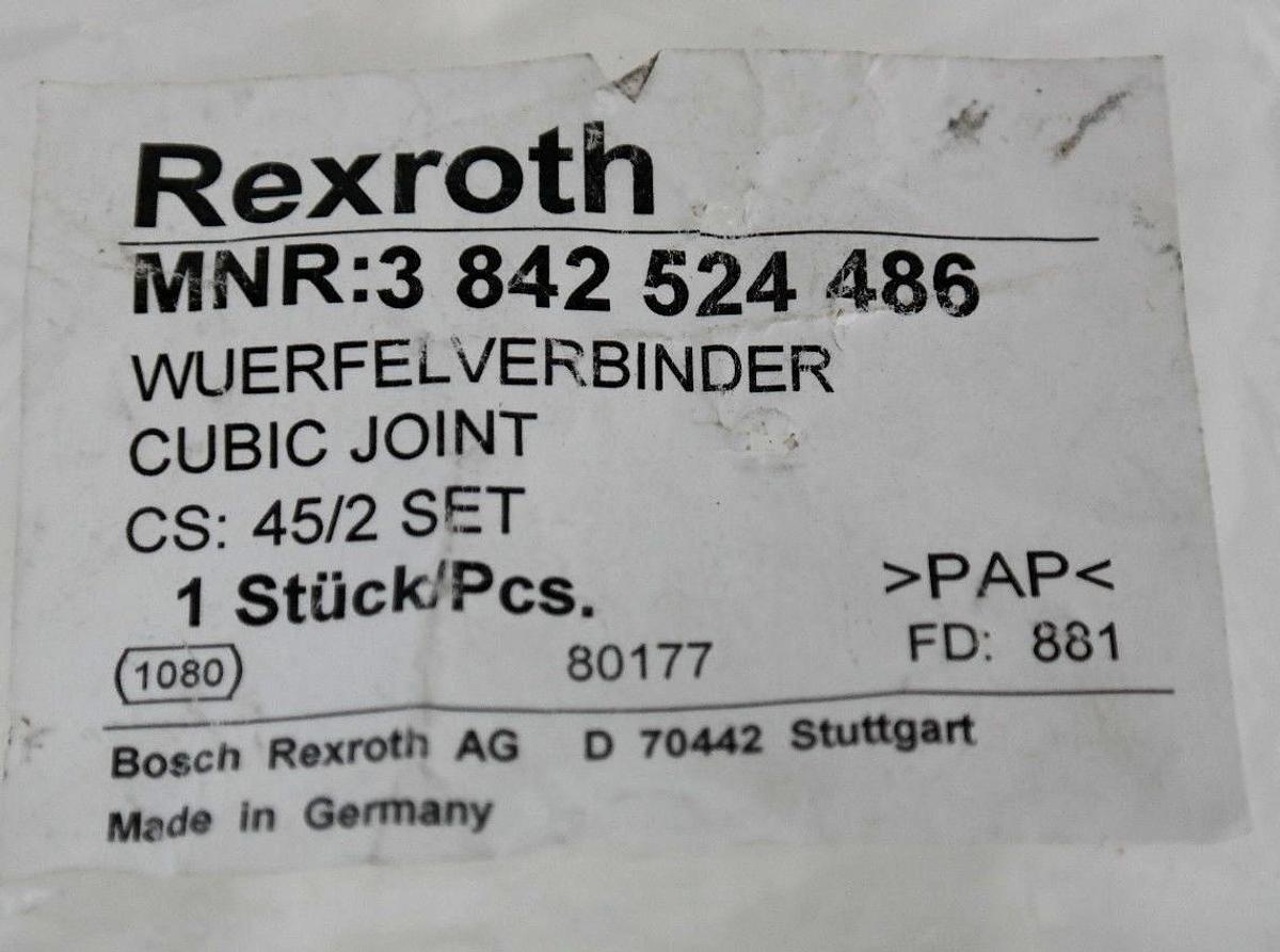 LOT OF 4 NEW REXROTH 3-842-524-486 CUBIC JOINT CONNECTORS 3842524486