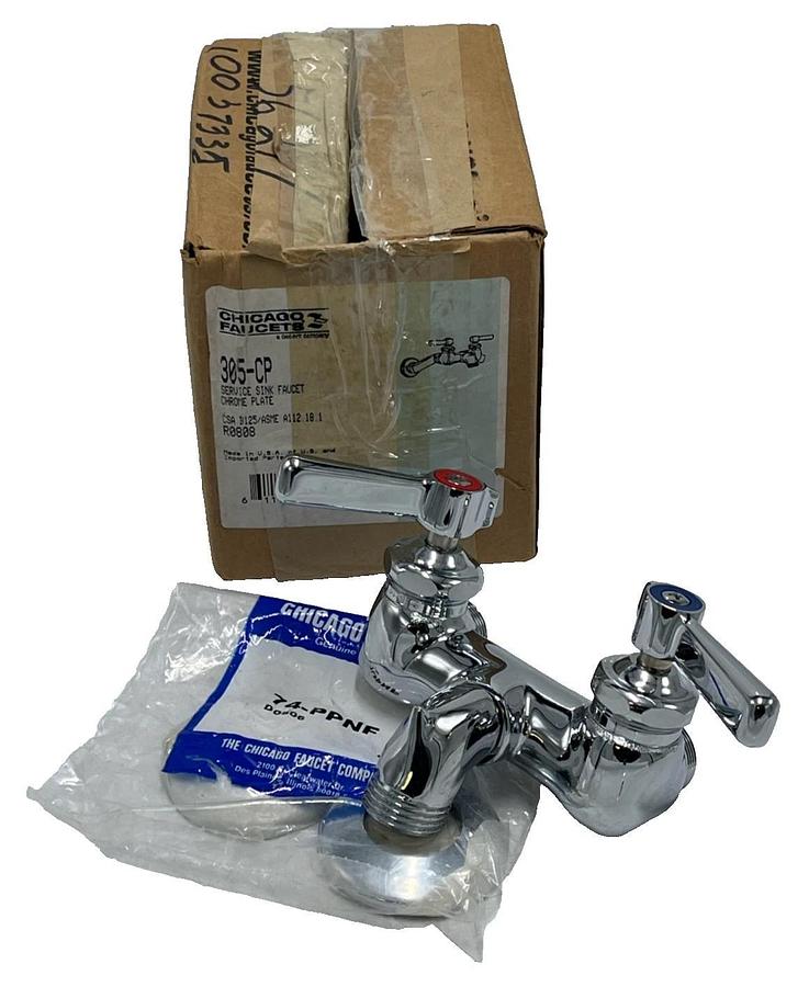 Chicago Faucets 305-CP Service Sink Faucet Wall Mount Adjustable Centers Chrome