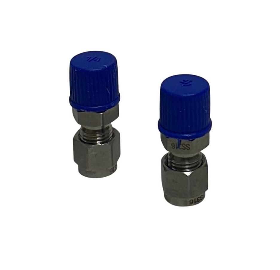 Used 2 DWYER SSLK-14-14 / SSLK1414 OMEGALOK COMPRESSION FITTINGS 1/4'' MNPT NSNP