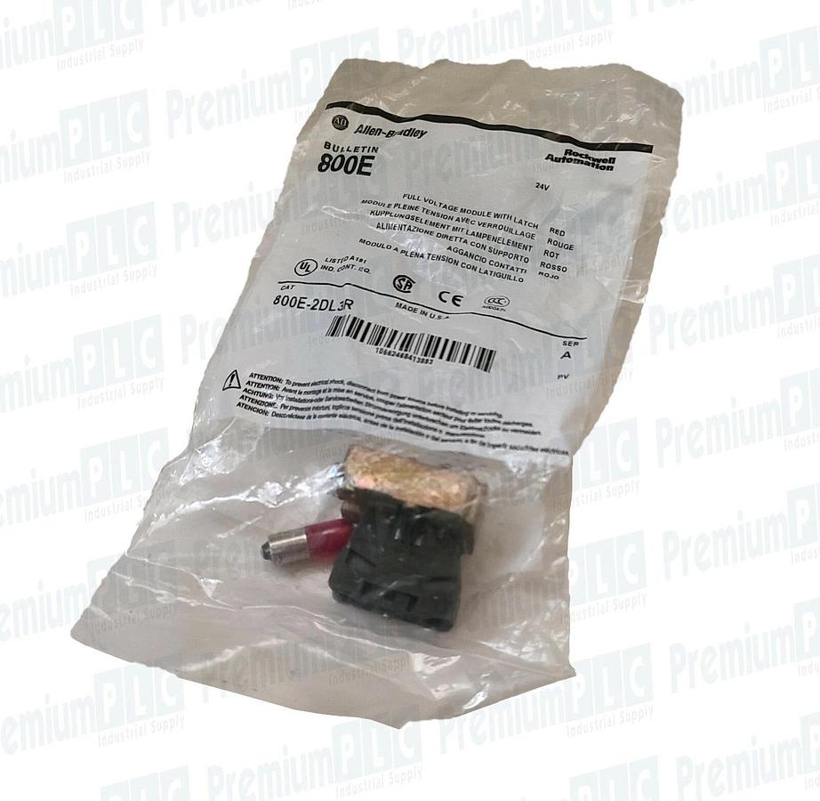 Used NEW ALLEN BRADLEY 800E-2DL3R POWER MODULE W/ LATCH SER. A, RED, 22.5mm 24V AC/DC