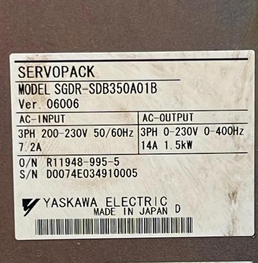 Used Yaskawa SGDR-SDB350A01B Servopack Servo Drive | NX100 Robot