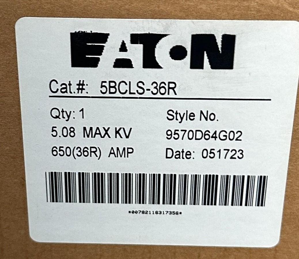 Used EATON BUSSMANN 5BCLS-36R DOUBLE-BARREL FUSE 5.08kV 650(36R)A CLS 9570D64G02 NSMP