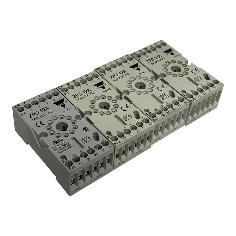 Used Carlo Gavazzi ZPD12A 11-Pin Circular Relay Socket Base 10A 400VAC Lot of 4