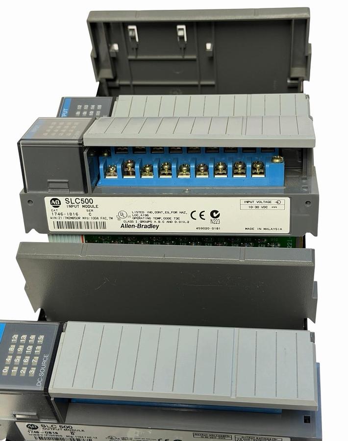 Used ALLEN BRADLEY 1746-A10 /B SLC 500 10-SLOT CHASSIS 1746-P2 /C POWER SUPPLY & MORE