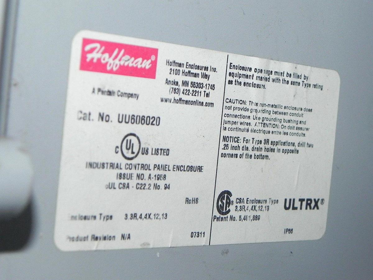 Used HOFFMAN UU606020 ENCLOSURE 24-1/2'' X 24'' X 9-1/2''