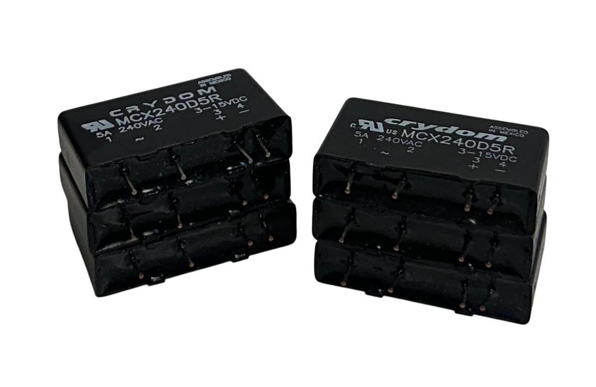 Used 6 CRYDOM MCX240D5R PCB MOUNT SIP SOLID STATE RELAYS 5A 240VAC 3-15VDC BLACK NSNP