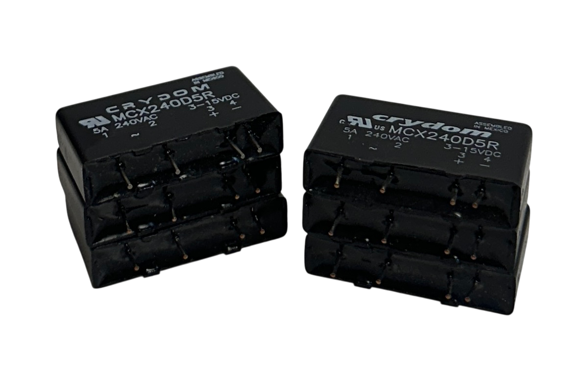 Used 6 CRYDOM MCX240D5R PCB MOUNT SIP SOLID STATE RELAYS 5A 240VAC 3-15VDC BLACK NSNP