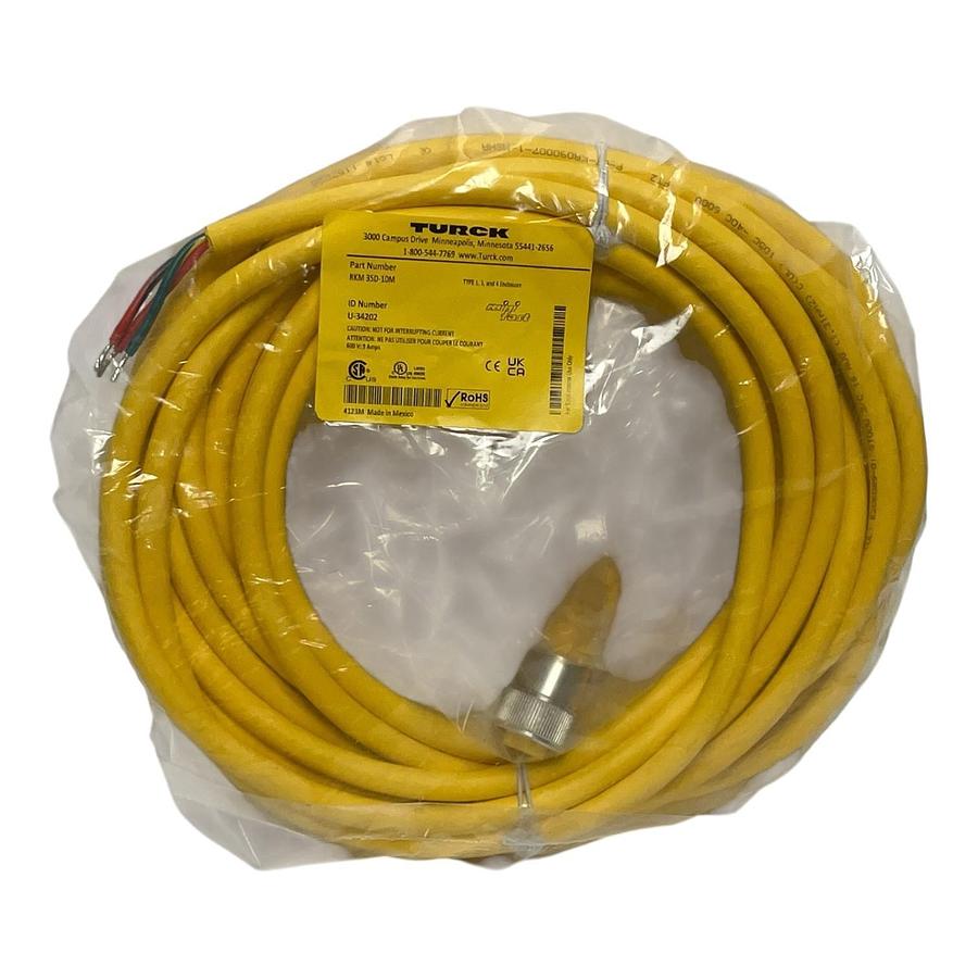 Turck RKM 35D-10M Minifast Cable 3-Pin 7/8" Female to Bare End 10m #U-34202