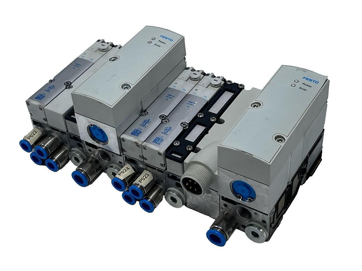 Used FESTO ASSEMBLY: MPA-S Manifold 2x VPPM-6TA Valves 3x VMPA2 Solenoids 7/8" Supply