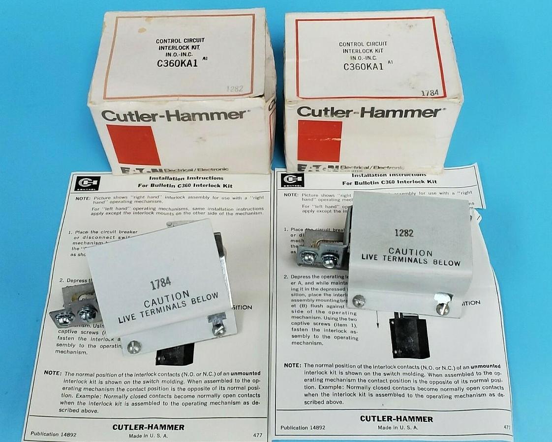 LOT OF 2 NIB EATON CUTLER-HAMMER C360KA1 INTERLOCK KITS 1NO/1NC SER. A1