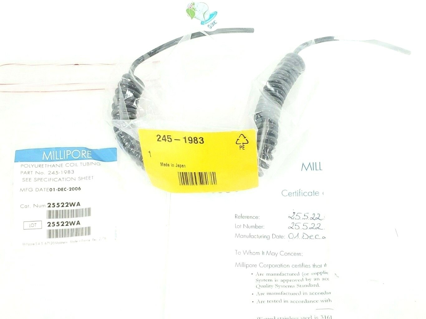 NEW MILLIPORE P/N: 245-1983 POLYURETHANE COIL TUBING CAT. NO. 25522WA