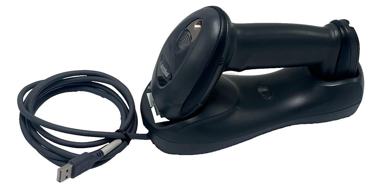 Used SYMBOL DS6878-SR20117WR Wireless Barcode Scanner w/ Charging Cradle & USB Cable